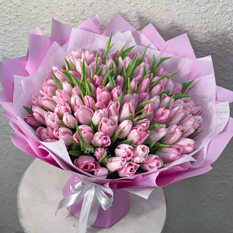 101 розовый тюльпан (вид сверху)