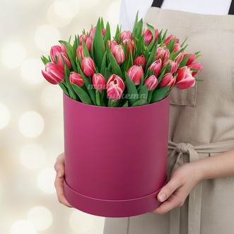 Красные тюльпаны в коробке