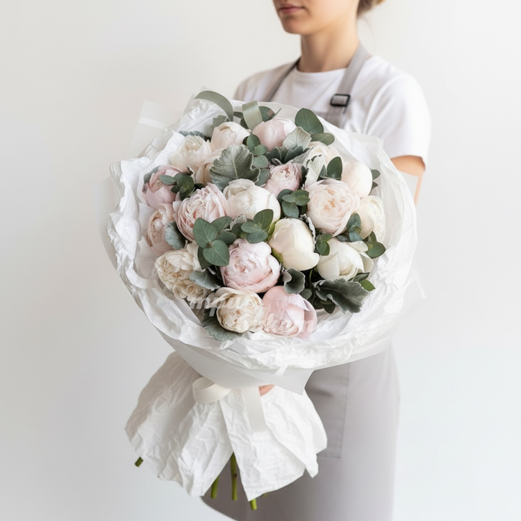 19 белых пионов Дюшес